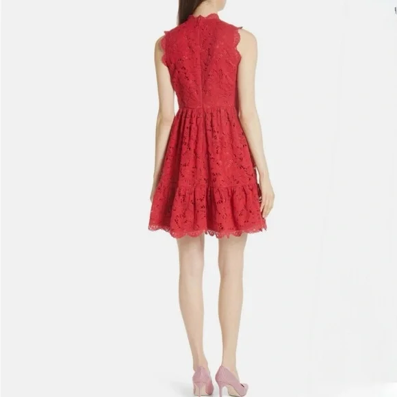 Kate Spade Red Lace Fit & Flare Dress Poppy Field Size 16 EUC - Picture 3 of 10